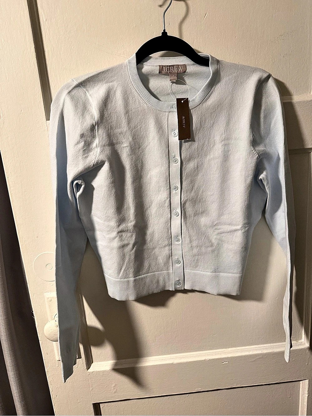 J.Crew Jackie Cardigan Ultrafine Cotton Blend Sheer Blue Sz Small Preppy Luxe